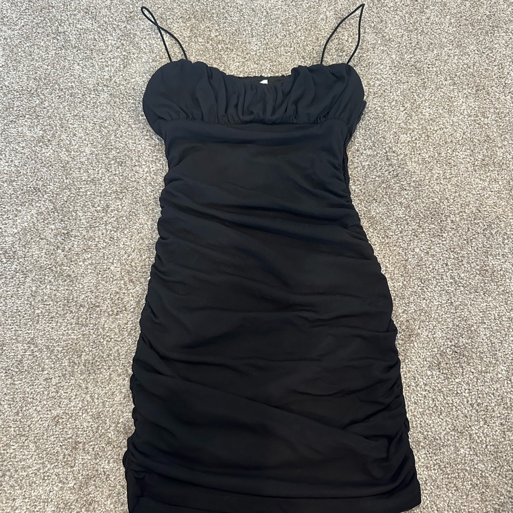 Princess Polly Black Ruched Mini Dress